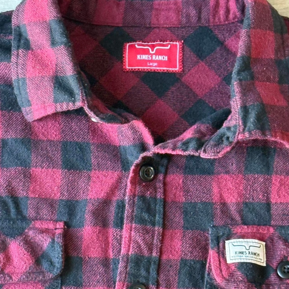 Men's Kime's Ranch Red and black plaid button-up shirt size large - Picture 6 of 8
